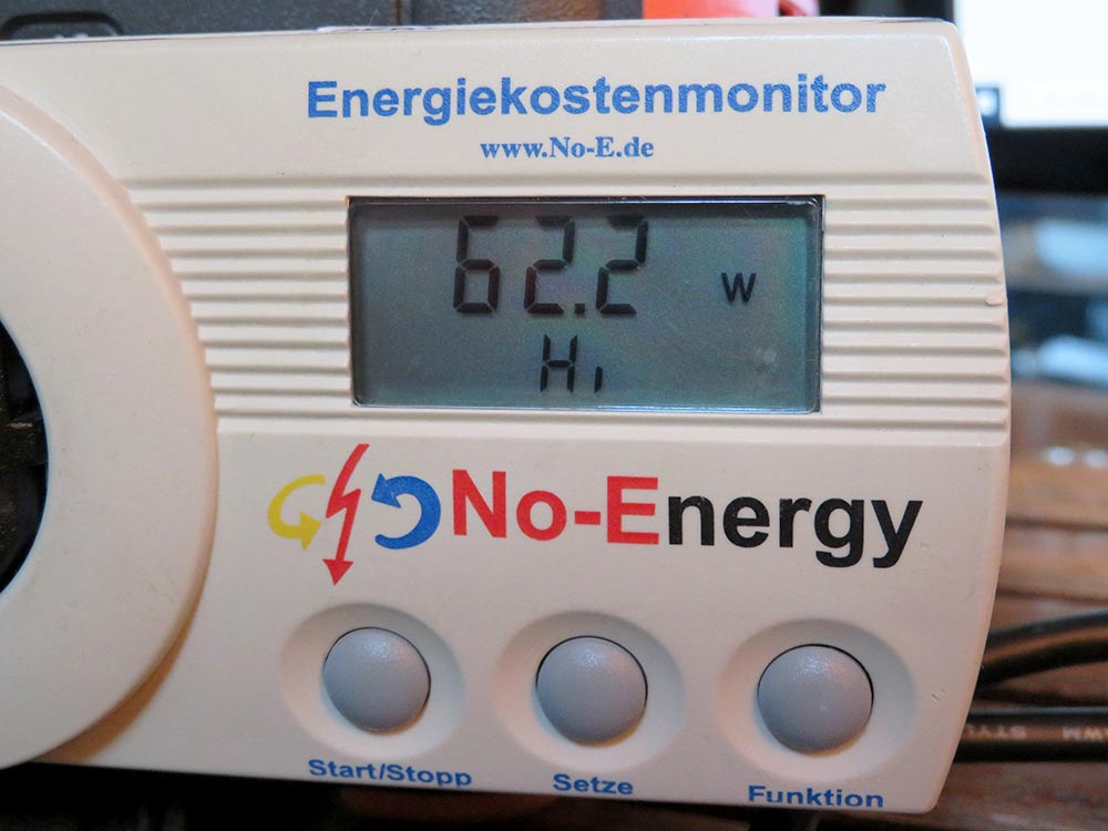 Energy measurement highest power consumption: 62.2 W