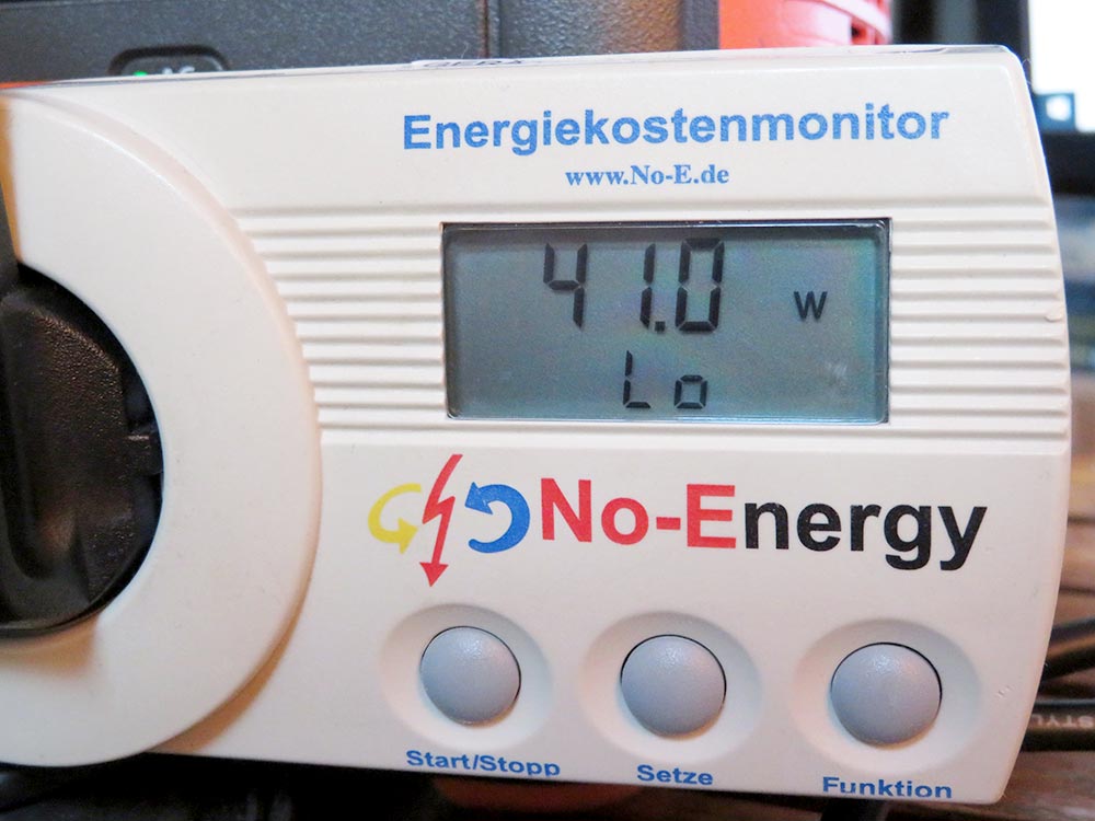 Energy measurement lowest power consumption: 41 W
